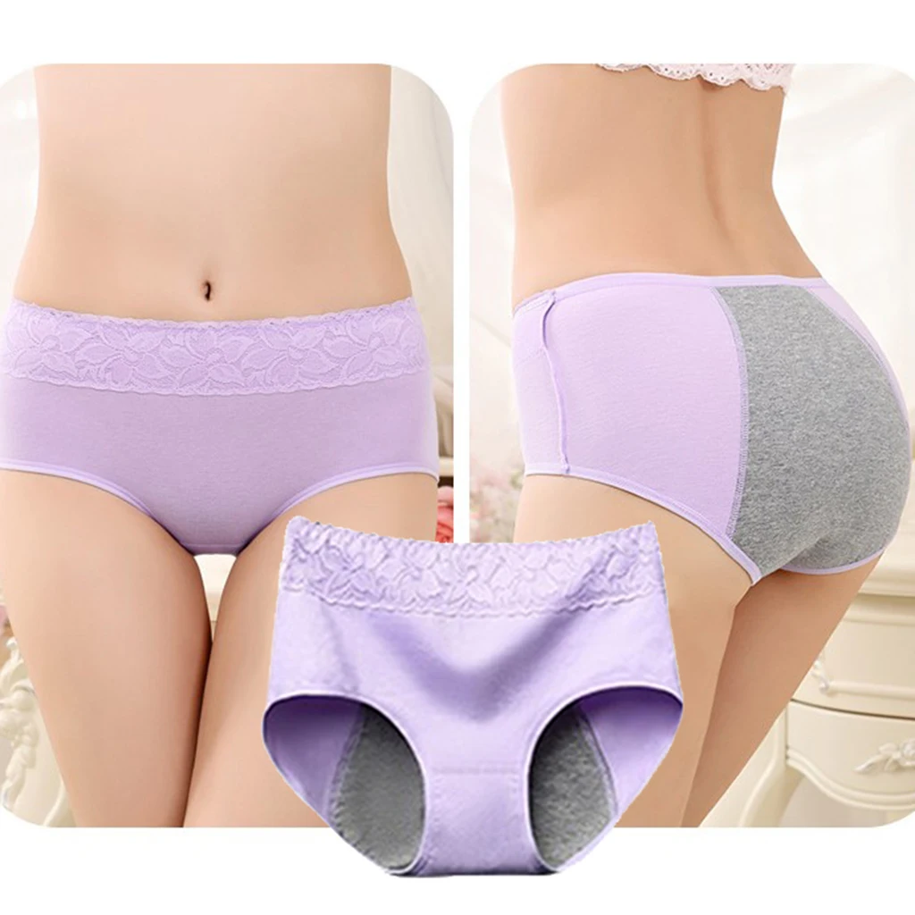 Women's Period Panties Purple Cotton Physiological Underpants Underwear Panties Waterproof Intimates Briefs