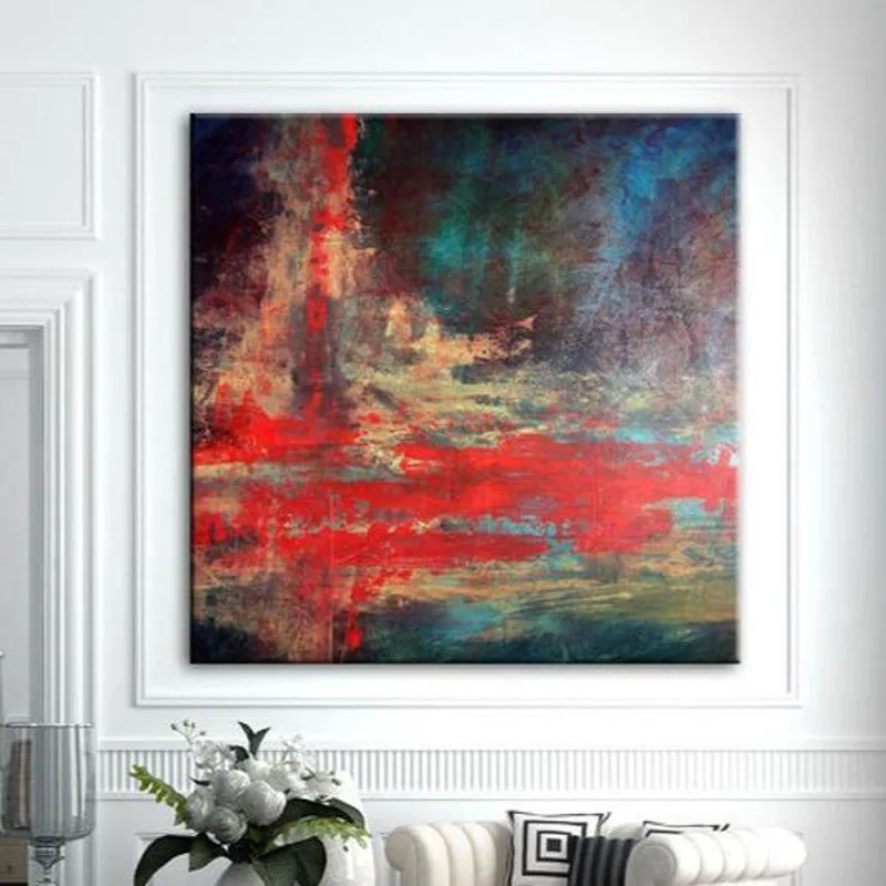 

Hand Painted Fashion Wall Art Rich Colors Abstract Oil Painting on Canvas Big Brush Knife Abstract Oil Painting for Living Room