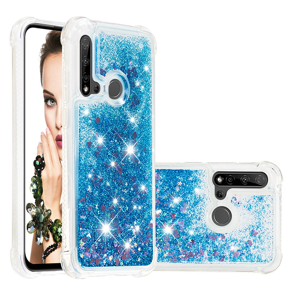 Глиттер Переливающаяся жидкость чехол с сияющими блестками для huawei P30 P20 Коврики