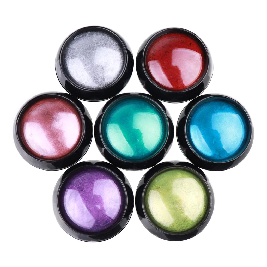 7Pcs Nail Art Shinning Color Changing Mirror Powder Rainbow Chrome Manicure Pigment Nail Powder Dust