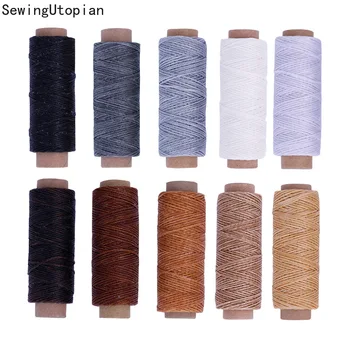 

10PCS 50m 150D Sewing Waxed Flat Wax Line Stitching Threads Cord Set Sewing Thread Wax Line Stitching Threads for Leather Craft