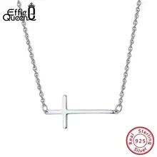 Effie queen, настоящее 925 пробы, серебряный крест, подвеска, ожерелье для женщин, ювелирное изделие 24 мм, ширина колой, серебряная цепочка, ожерелье, подарок BN110