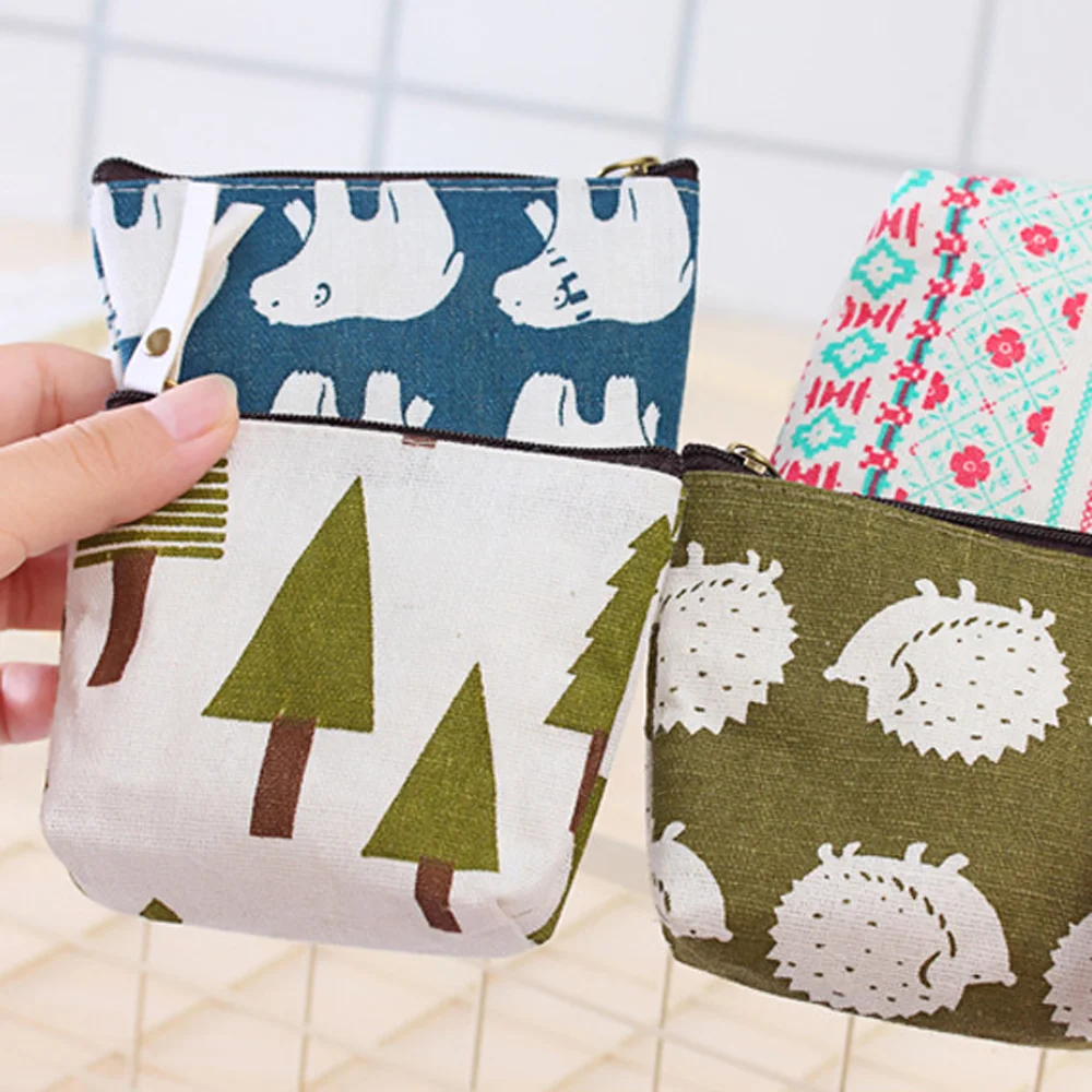 Cotton Linen Fabric Portable Women Coin Purse Travel Cosmetic Bag Fashion Wallet Storage Beauty Accessories Home Tools | Дом и сад