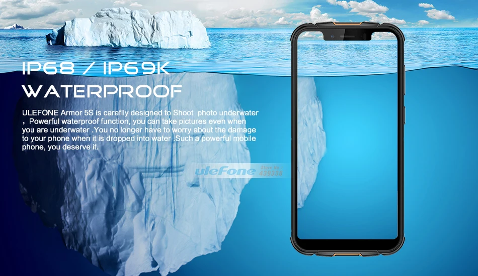 Ulefone Armor 5S водонепроницаемый IP68 NFC мобильный телефон Восьмиядерный Android 9 4 ГБ ОЗУ 64 Гб ПЗУ Беспроводная зарядка глобальная версия смартфона