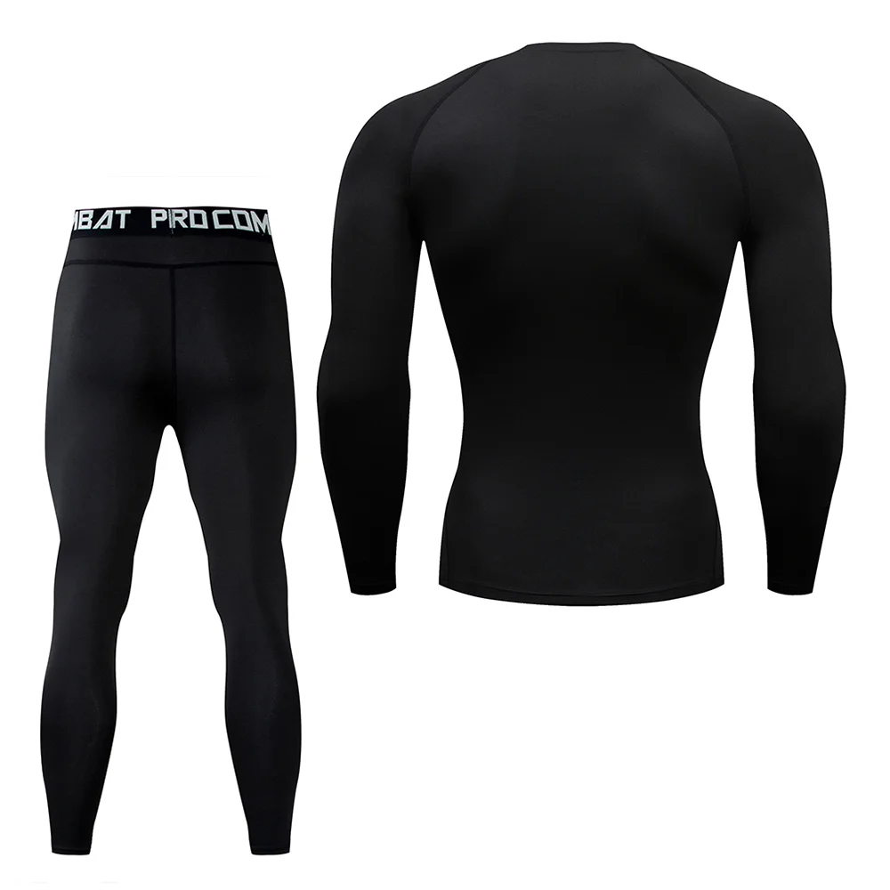 Quick-Drying Men's Sports Suit Breathable Training Running Suit Round Neck Long Sleeve Shirt Compression Leggings Gym Clothing