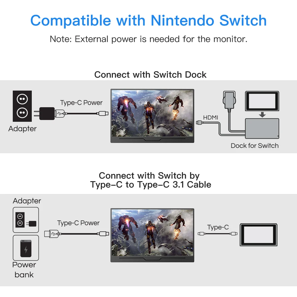 Eyoyo EM13N Portable 13 3 IPS Gaming Monitor FHD 1920X1080 LCD Screen Display for Xbox One 4