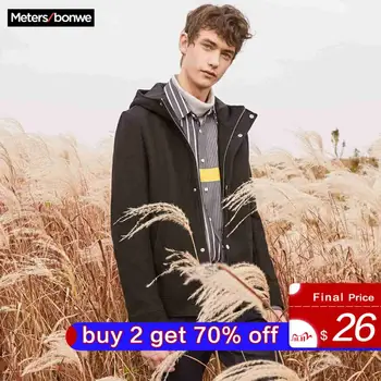 

METERSBONWE Hoodies Winter Men Wool Coat Simple Short Overcoat Korean Tide Jacket Youth