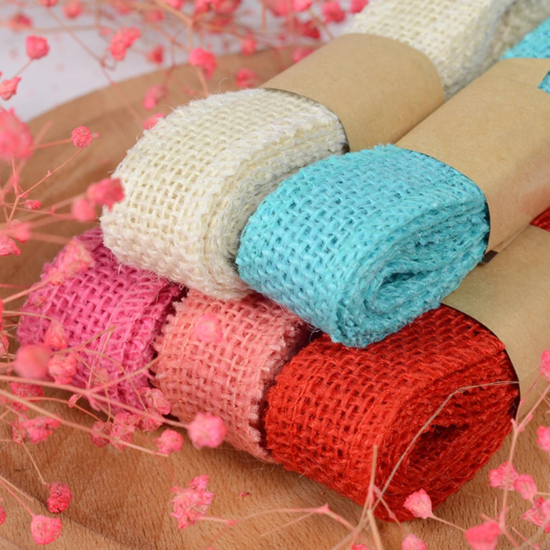 Цветная джутовая веревка из пеньки шириной 2 5 см/льняные ленты мешковины для