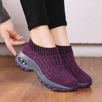 

Women Vulcanize Shoes Casual Fashion 2020New Woman Comfortable Breathable Flats Female Sock Sneakers Chaussure Femme Big Size 42