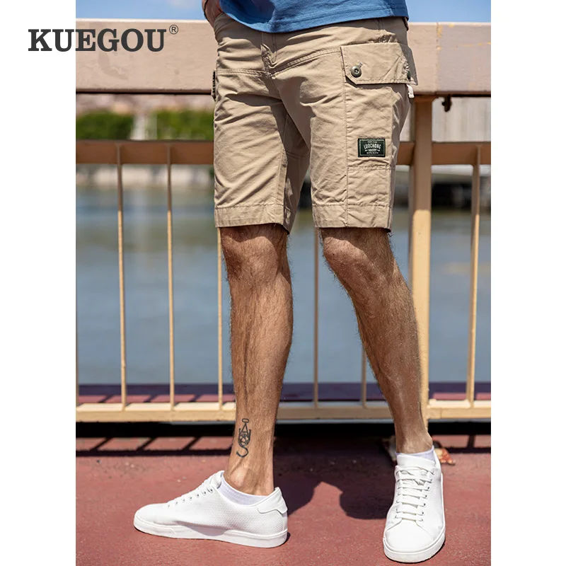 KUEGOU100%Cotton Clothing Men's shorts 