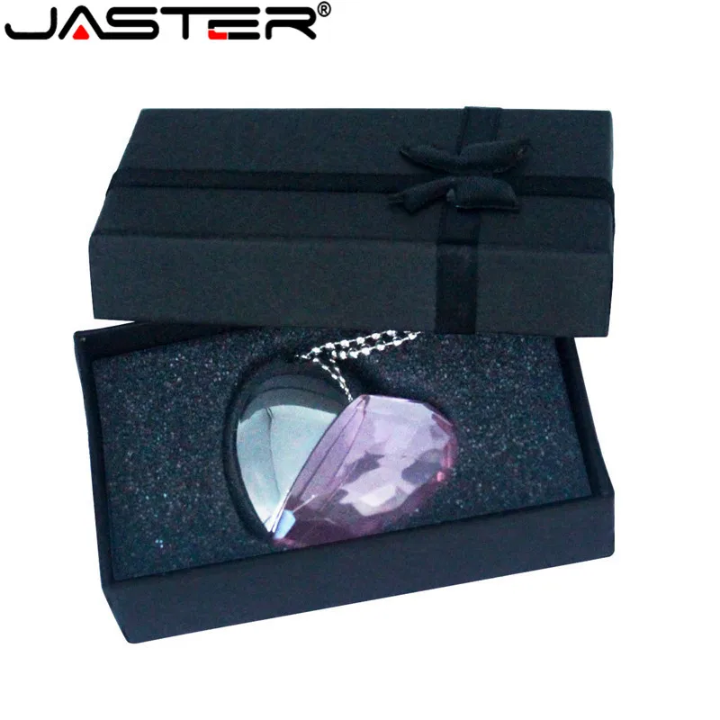 JASTER USB 2,0 Алмазный кристалл сердце любовь с подарочной коробкой USB флеш-накопитель Флешка 4 ГБ~ 64 Гб карта памяти Флешка логотип клиента