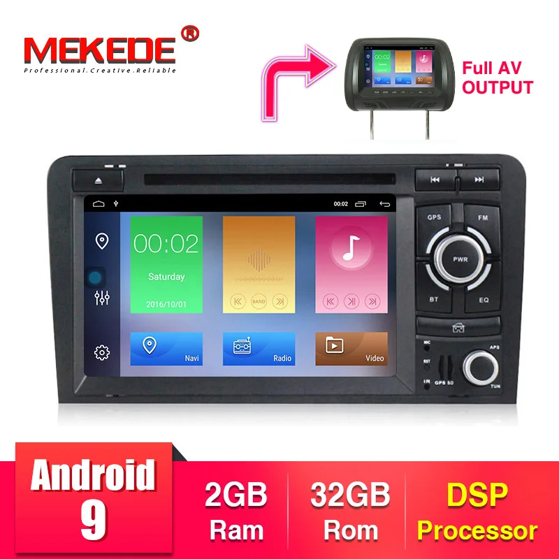 MEKEDE 2Din Android 9,0 четырехъядерный автомобильный Радио стерео dvd-плеер для Audi A3 8P 2003-2011 Мультимедиа gps навигация 2 Гб ram 32 Гб rom