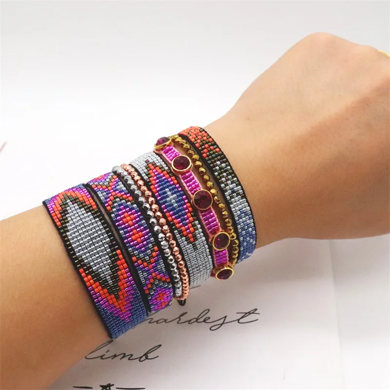 

Модный Набор браслетов ZHONGVI в богемном стиле с бисером Миюки Красочные Стразы женские браслеты модные плетеные ювелирные изделия ручной работы подарок 2023 Новинка