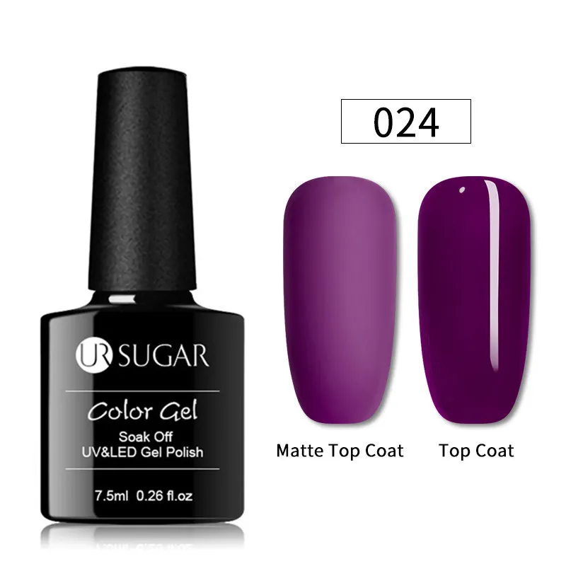 UR SUGAR 24 Цвета УФ-гель для ногтей нужно матовое верхнее покрытие гель Декоративный Лак для ногтей Гибридный отмачиваемый гель маникюрный лак Гель-лак - Цвет: Фиолетовый