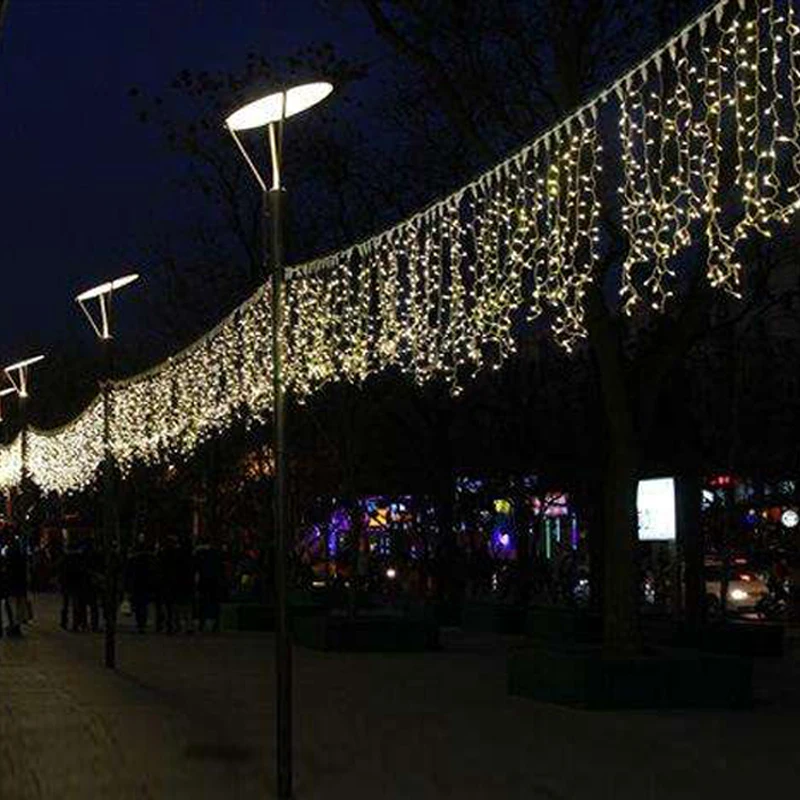 Подключаемый 5 м 96 Светодиодный светильник-Гирлянда для занавесок в виде сосульки для патио, Рождества, уличного декора, свадебные, вечерние, новогодние, для дома, с вилкой европейского стандарта