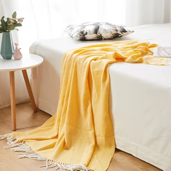 

Blankets For Beds Hand-knitted Sofa Blanket Photo Props Tassel Weighted Blanket Air Conditioning Blanket Knit Blanket