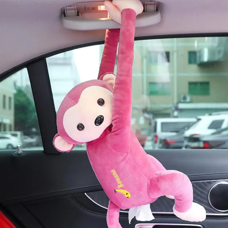 

Monkey Car Tissue Cover Box Cute Cartoon Plush Paper Container Napkin Storage Holder Home Decor Room For Car Accessory