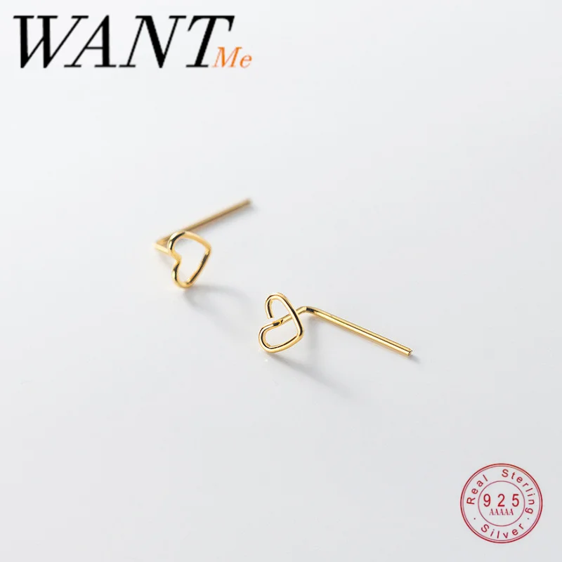 Женские маленькие серьги-гвоздики WANTME корейские серьги из серебра 925 пробы с
