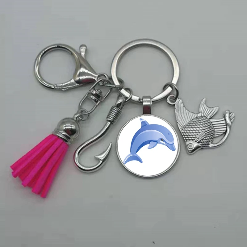 Новинка модный рыболовный стеклянный выпуклый Круглый Брелок с кисточкой крючок