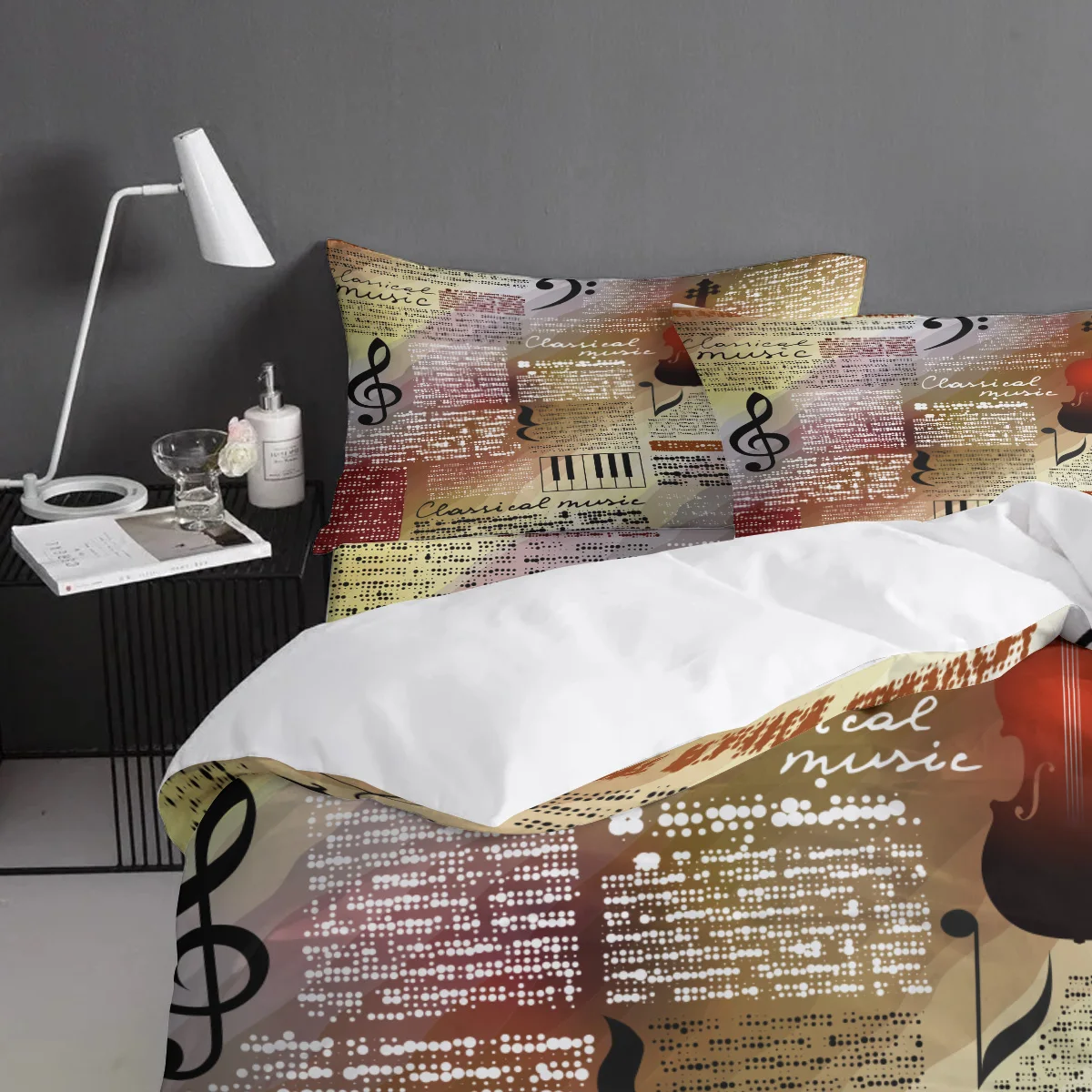 Familydecorder 4 шт. Комплект постельного белья гитара Ретро грязный арт Примечания фортепиано цвет пододеяльник набор настраиваемый