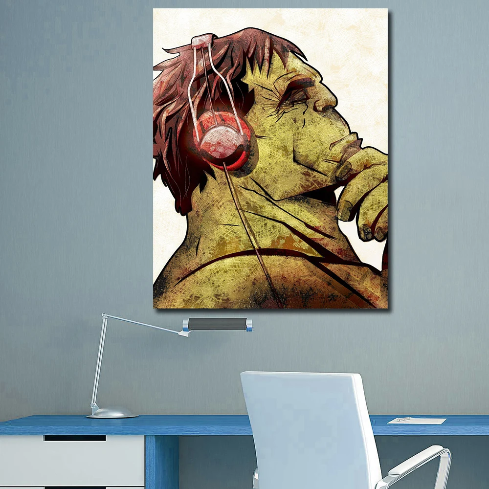 Superhero Hulk Headphones Canvas Painting Art Print Poster Always Be Yourself Cartoon Kids Rooms Wall Picture Home Decor