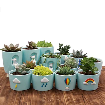 

Creative Ceramic Flower Pot Indoor Fleshy Green Plant Potted Elegant Celadon Animal Cartoon Cactus Succulents Plants Plant Pot