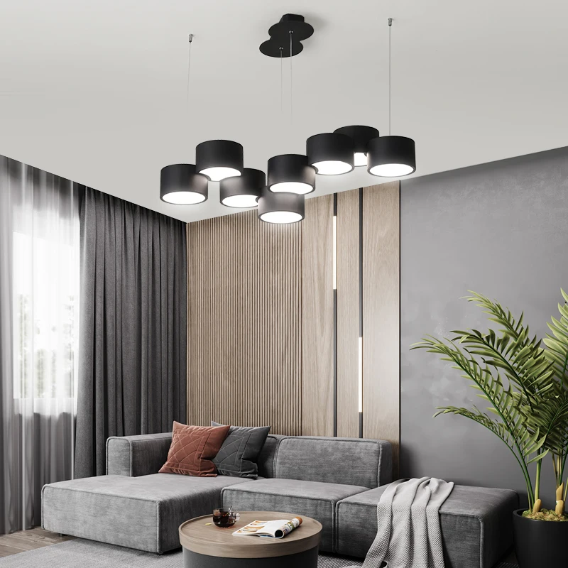 

Creative Nordic Modern LED Chandelier Lighting Black Or White Dining Living Room Hanging Lamp 6/8 Heads Restaurant Chandeliers