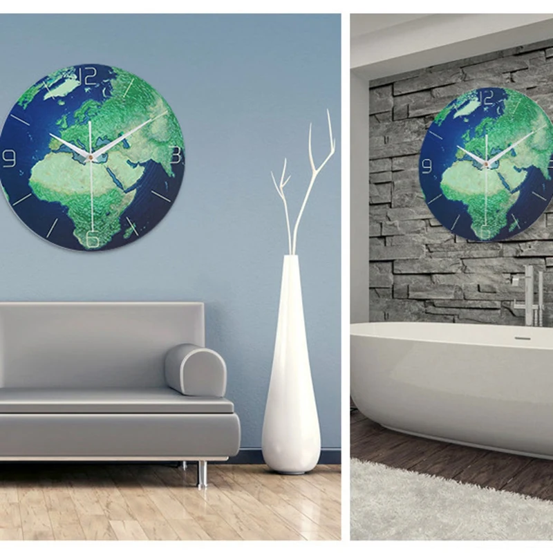 New-Creative Wall Clock Glowing Earth Luminous Earth Glow in the Dark Clock Decoration for Kids Living Room Baby Playroom Home O