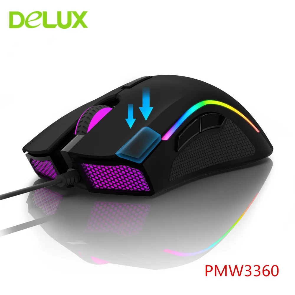 Вертикальная мышь Delux M625 PMW3360 Сенсор игровой Мышь 12000 Точек на дюйм 12000FPS 7 кнопок RGB