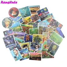 36 шт./компл. Ван Гог ПВХ Водонепроницаемый весело Стикеры игрушка Чемодан Стикеры ботинки в байкерском и Чемодан Тетрадь Стикеры R657