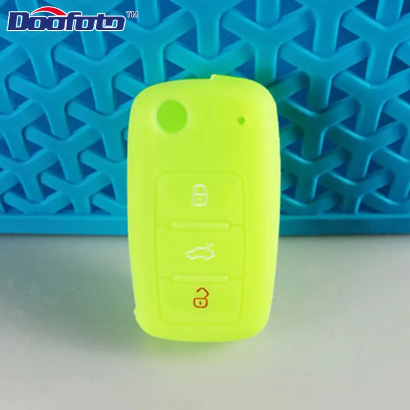 Чехол Doofoto для ключей автомобиля для VW Golf 4 5 6 7 Bora Jetta POLO MK4 MK6 Bora Passat B5 B6 превосходный тигуан Жук аксессуары для укладки - Название цвета: Noctilucent Green
