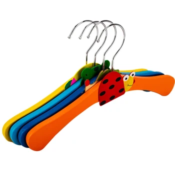 

4Pcs Multi-Color Cartoon Animal Baby Children Clothes Wardrobe Wooden Hangers