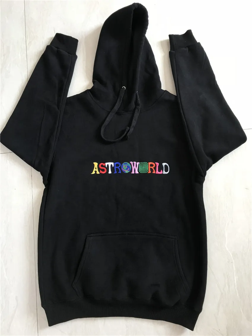 FREE SHIPPING TRAVIS SCOTT Astroworld WISH YOU WERE HERE Embroidered Rainbow Letter Pullover Hoodies OUT0912