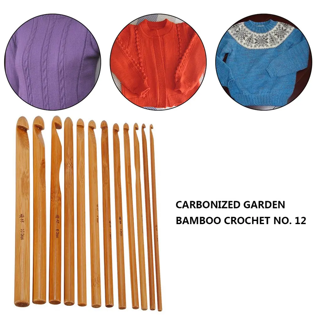 Knitting Tools Sweater Needles High-Grade Bamboo Hooks Carbonized Round Crochet Weave Yarn Craft Knitting Needles