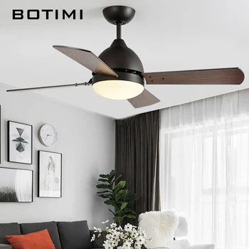 

BOTIMI New Arrival 42 Inch LED Ceiling Fan For Living Room Modern Bedroom Fan Lights Electric fans 220V Cooling Fan Lighting