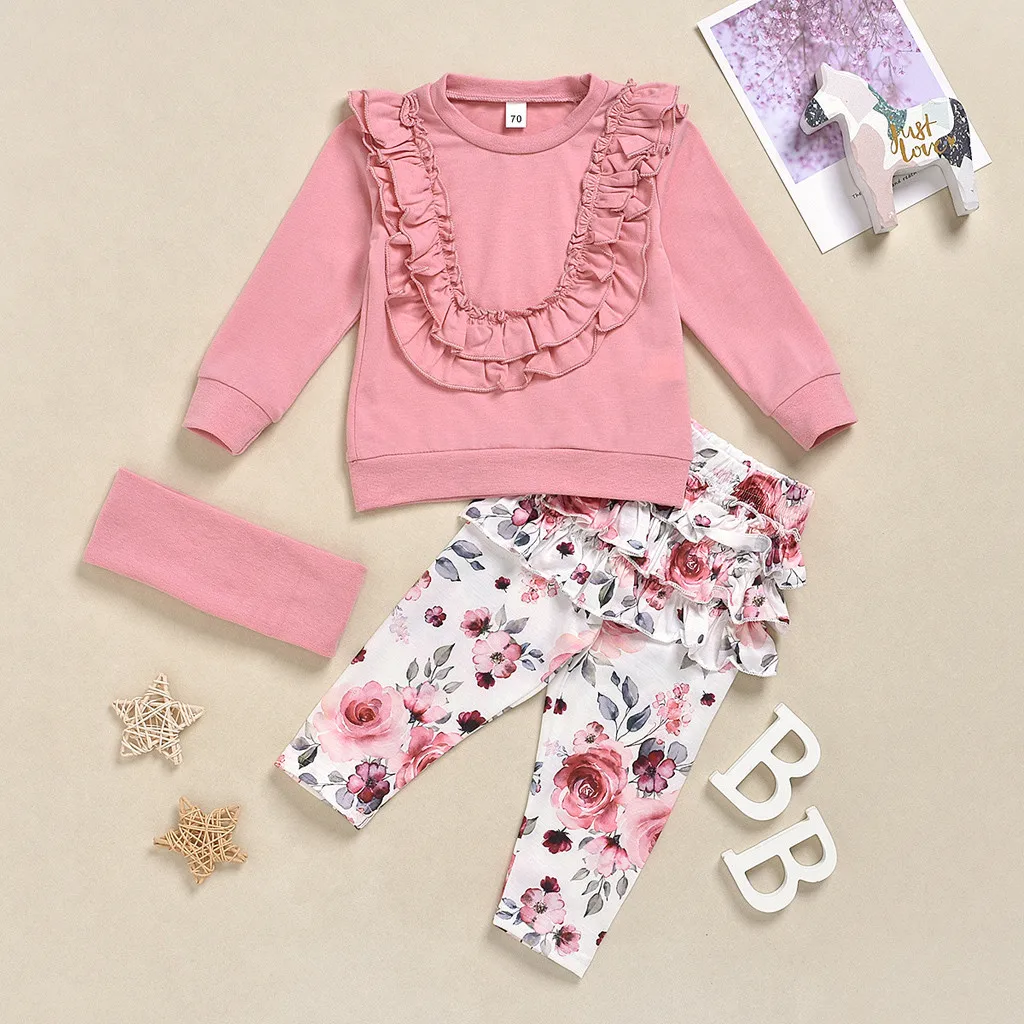 (0-24 м) зимний костюм для девочек однотонный топ с круглым вырезом и длинными