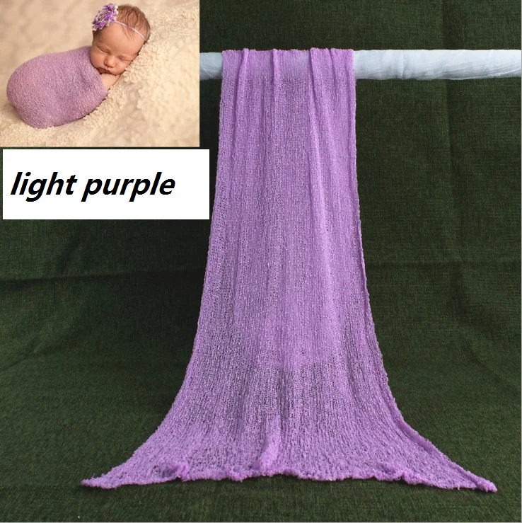 light purple Реквизит для фотосессии новорожденных; хлопковая обертка для новорожденных; растягивающееся детское одеяло; фотосессия для младенцев - Цвет: light purple