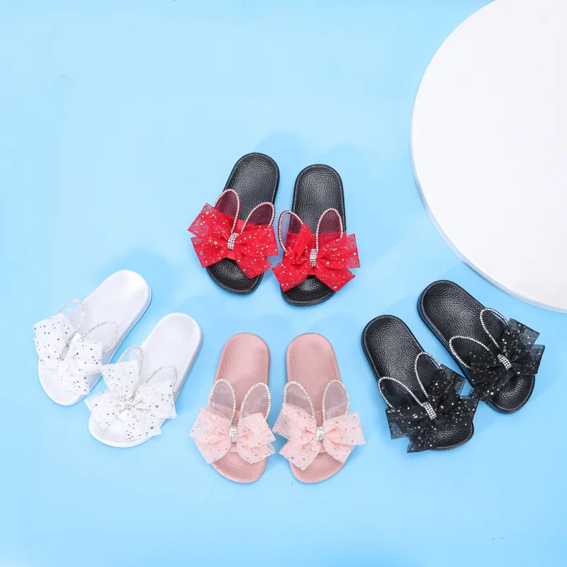 

kids girls slippers shoes children sandals ears bow fashion soft bottom slippers indoor non-slip shoes girls beach footwear