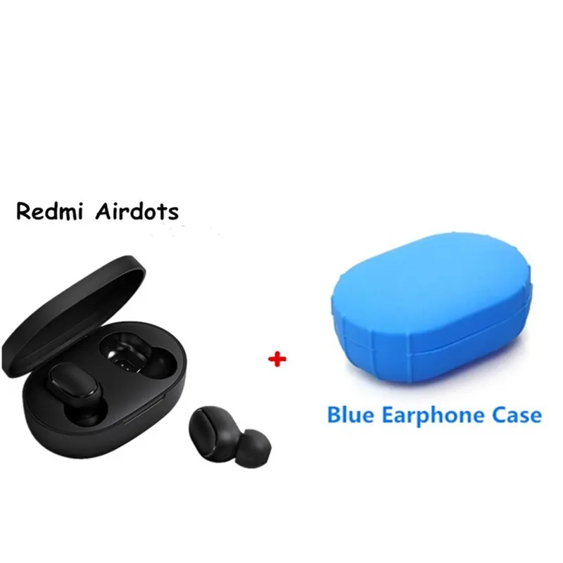 Redmi TWS AirDots Bluetooth наушники стерео беспроводные Bluetooth 5,0 наушники с микрофоном зарядное устройство управление AI - Цвет: add blue case