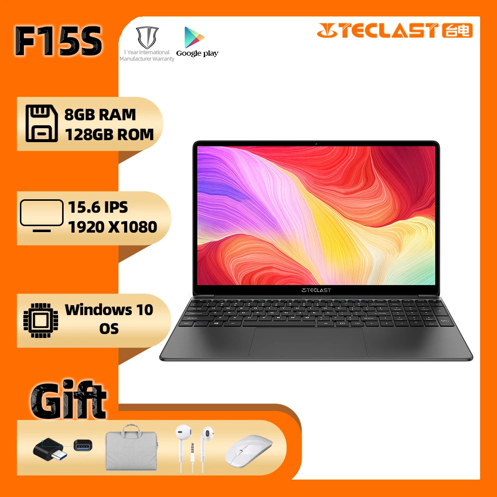 Más F15S portátil de 15,6 pulgadas Windows 10 portátil 1920x1080 Intel Apollo Lake Laptops 8GB RAM 128GB SSD Dual Wifi HDMI