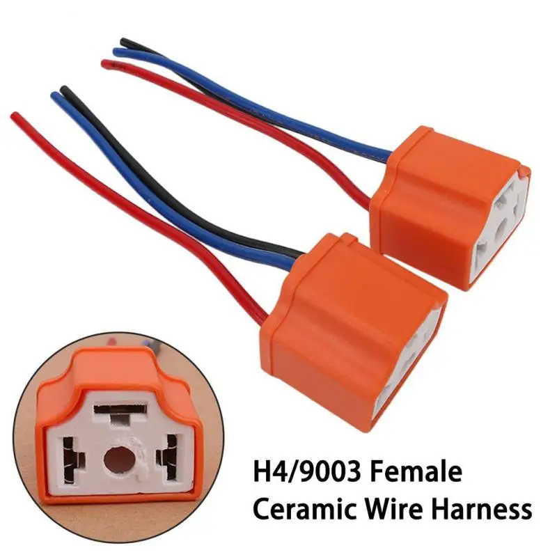 Partsam H4 9003 Wiring Harness Headlights Wire Sockets H4 to 3 Pin Adapter for 4 