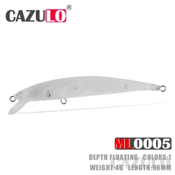 Floating Blank Unpainted Fishing Accessories Lure Minnow Isca Artificial 4g 96mm Peche En Mer Wobblers Trolling Blackfish Leurre