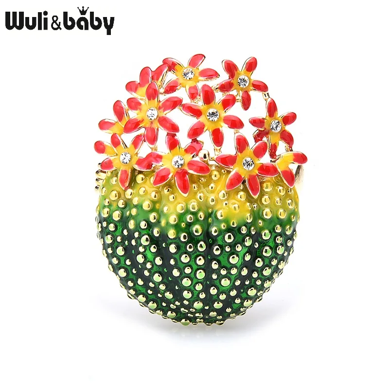 Женская эмалированная брошь Wuli &amp baby в виде цветка кактуса 2 цвета на свадьбу
