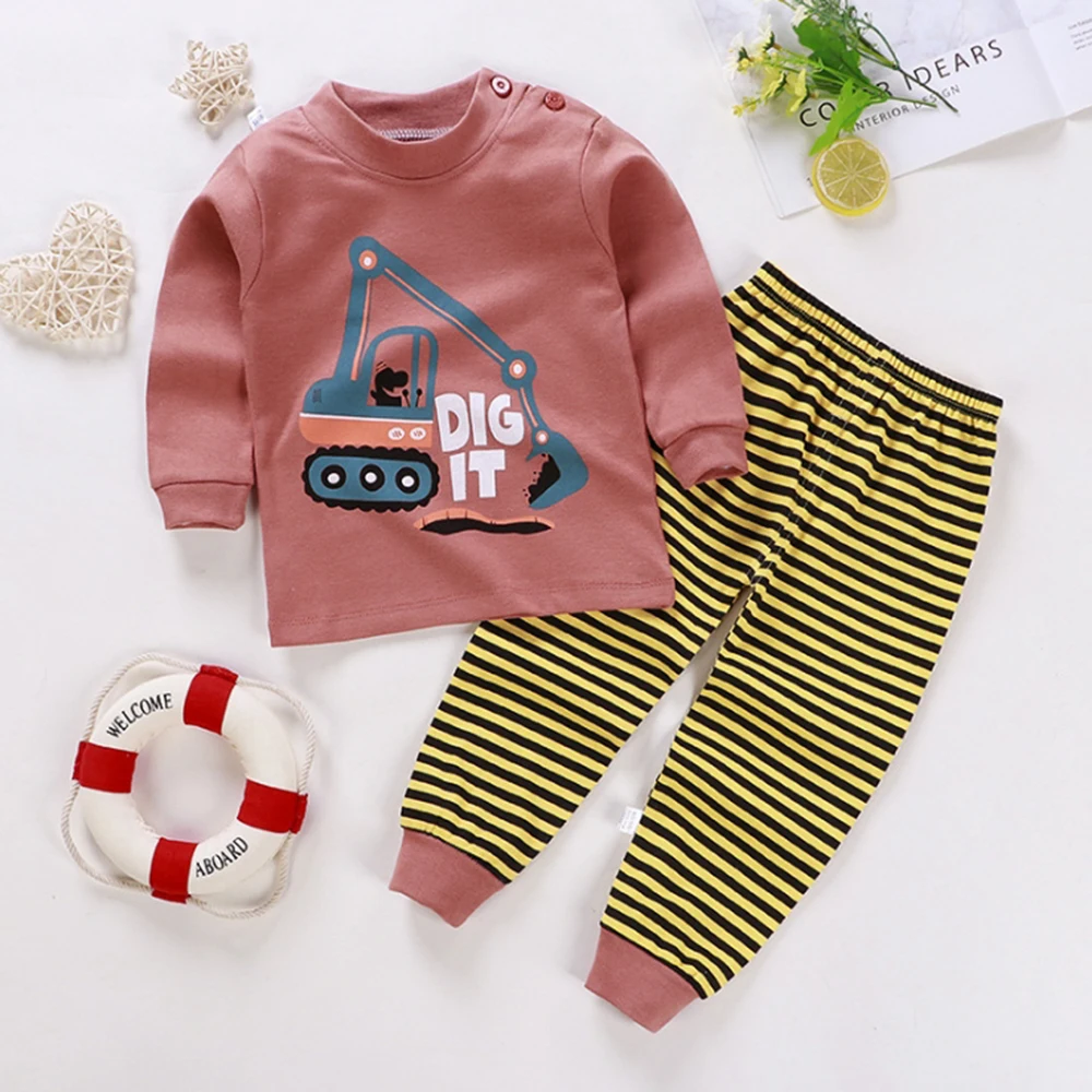  CYSINCO Baby Comfort Nightclothes Underwear Clothes Sets Cute Cotton Tops Pants 2Pcs Pajamas For Ki