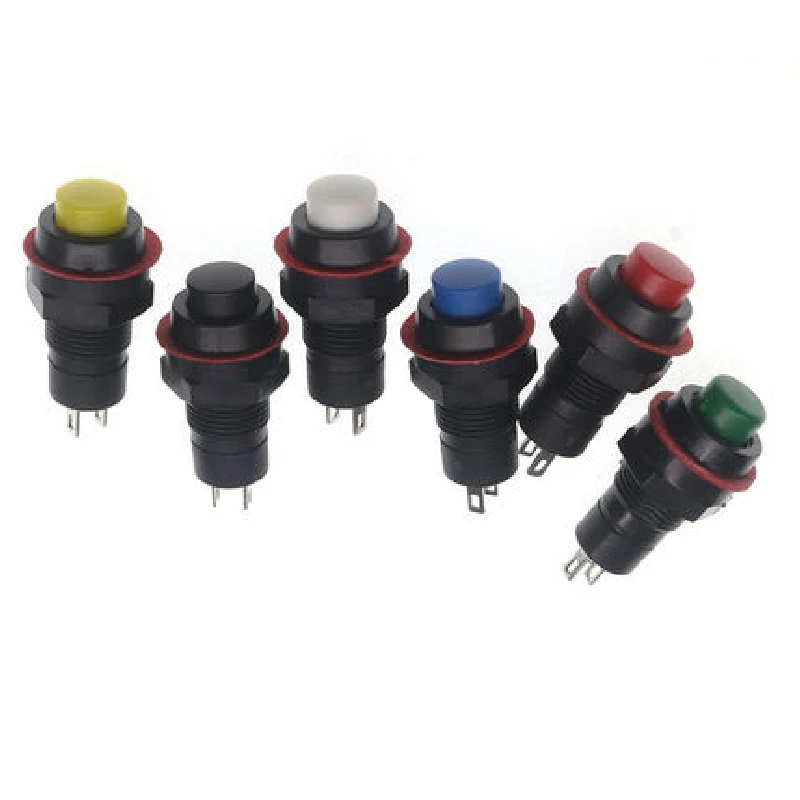 5pcs DS-211 213 10mm 라운드 순간 셀프 리셋/셀프 록 푸시 버튼 스위치 ON-OFF 적색 녹색 푸시 버튼 스위치
