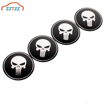 

4 Pcs/Set auto Wheel Center Cap Wheel Hub Cap Skull 3D car sticker