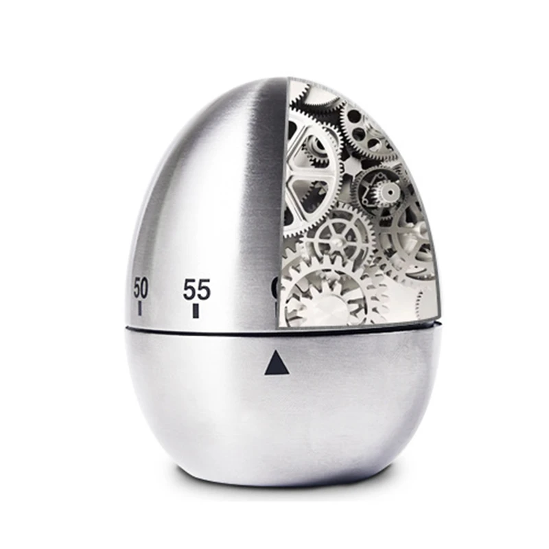 

Mechanical Stainless Steel Egg-Shaped Kitchen Precise Time Cooking Dishes Gadget Timer 60 Minutes Manual Timer