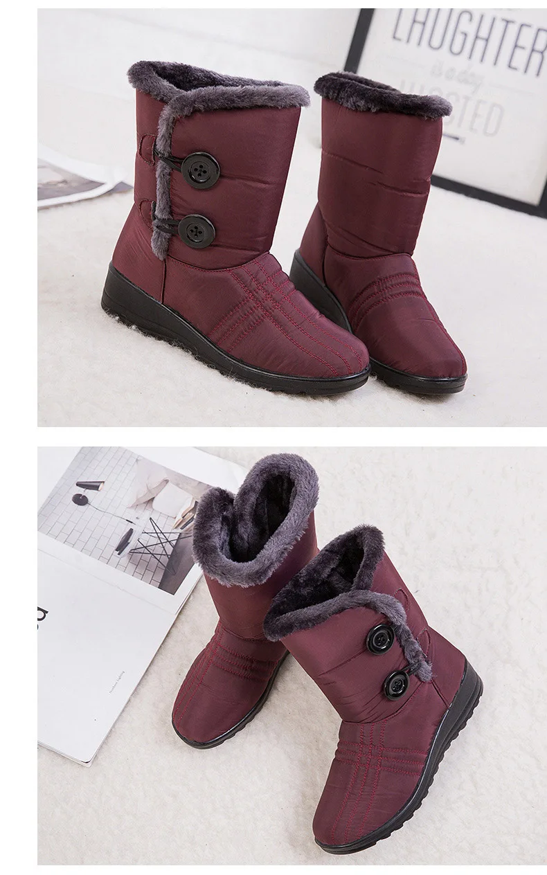 ZYYZYM/женские ботинки; зимние ботинки с пуговицами; теплые женские ботинки из водонепроницаемого материала и плюша; женская обувь из хлопка; botas mujer