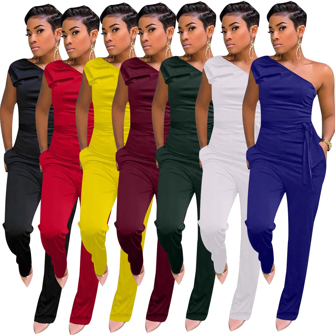 Спот 2021 новый европейский и американский Повседневный модный односторонний комбинезон с косой лямкой