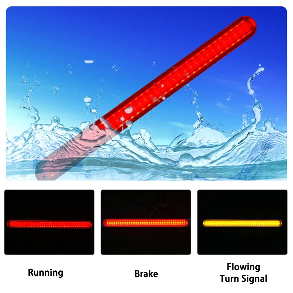 2 шт., 72LED, красный, погружной, стоп, поворот, хвост, 3rd, тормозной светильник, бар, грузовик, прицеп, 17 дюймов, водонепроницаемый, задний светильник, плавный, тормозной светильник, бар
